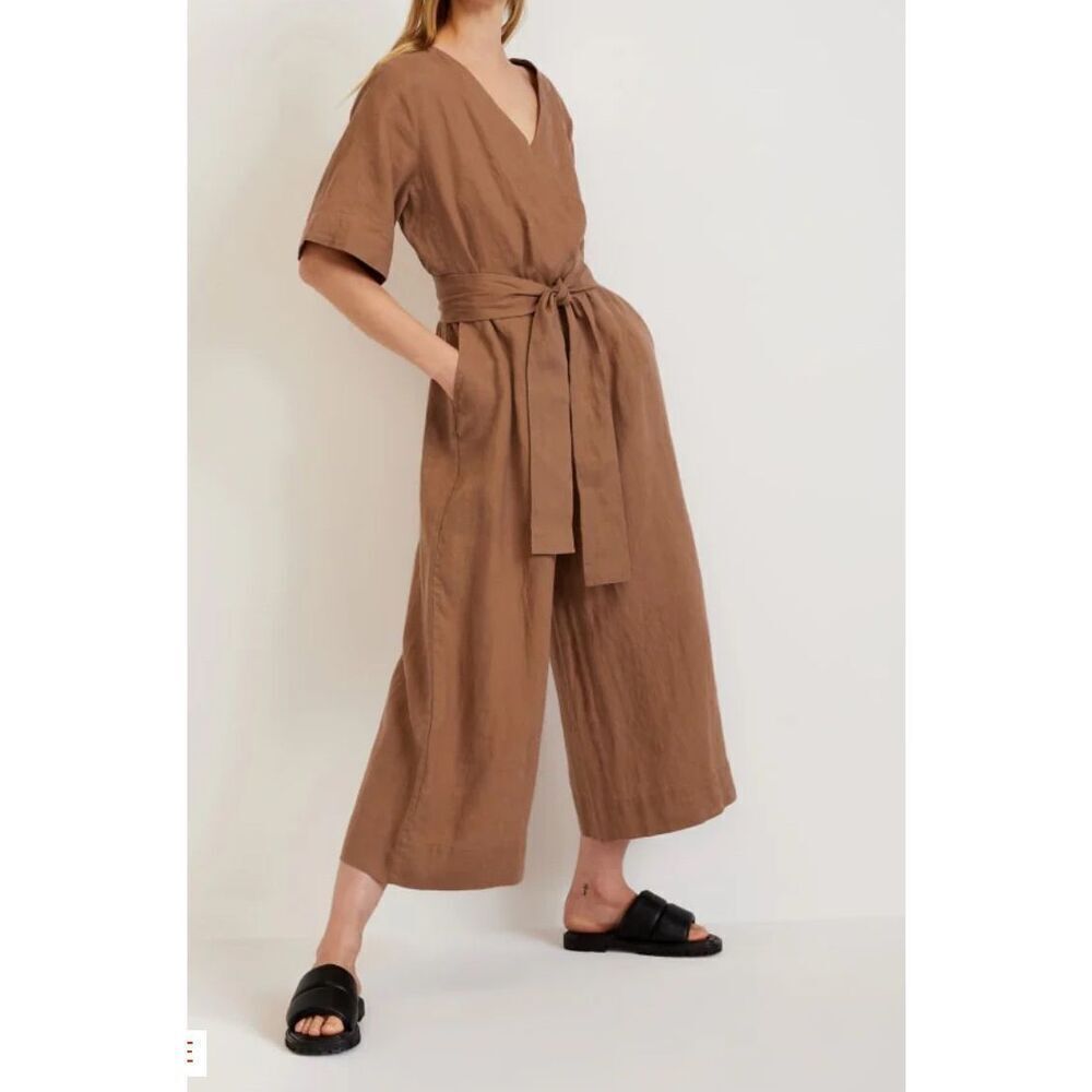 Everlane THE WRAP JUMPSUIT IN LINEN oversized boho lagenlook sz 2
